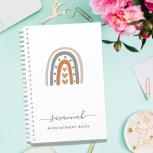 Moderne Regenbogen-Roségold-graue weiße Monogramm Planer