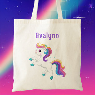 Moderne Regenbogen Süße Einhorn Mädchen Kinder Tragetasche