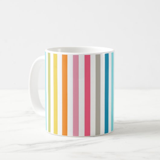 Moderne Regenbogen-Trendfarbene Streifen Kaffeetasse (Vorderseite Links)