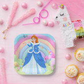Moderne Regenbogen- und Disney-Prinzessinnen-Gebur Pappteller (Party)