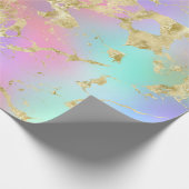 Moderne Regenbogen-Verlaufs- und Goldmarmor-Strukt Geschenkpapier (Ecke)
