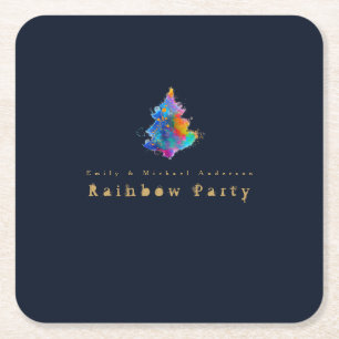 Moderne Regenbogen-Weihnachtsbaum personalisierte Rechteckiger Pappuntersetzer