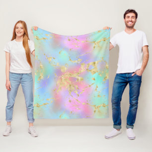 Moderne Regenbogenabstufung und goldenes Marmormus Fleecedecke