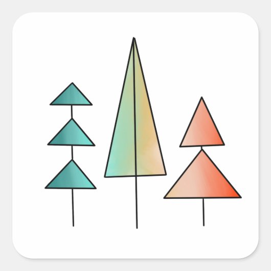 Moderne Regenbogenbäume im Mittelalter erröten aqu Quadratischer Aufkleber (Vorderseite)