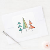 Moderne Regenbogenbäume im Mittelalter erröten aqu Quadratischer Aufkleber (Umschlag)