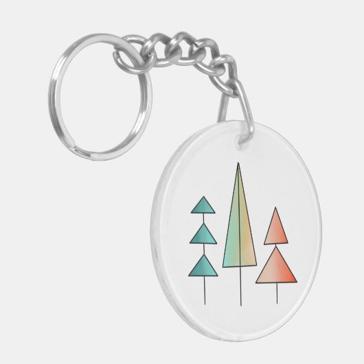 Moderne Regenbogenbäume im Mittelalter erröten aqu Schlüsselanhänger (Vorderseite links)