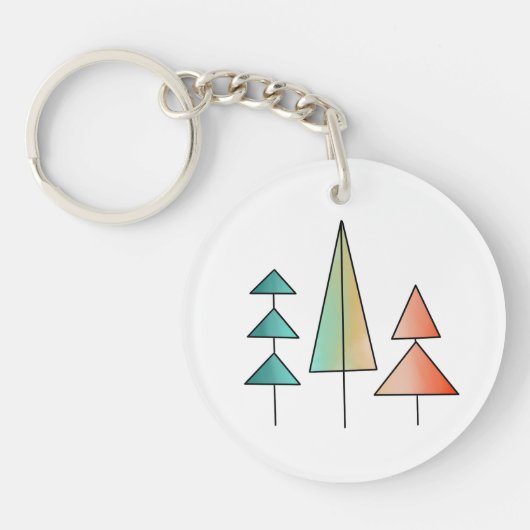 Moderne Regenbogenbäume im Mittelalter erröten aqu Schlüsselanhänger (Vorderseite)