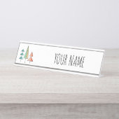 Moderne Regenbogenbäume im Mittelalter erröten aqu Schreibtischnamensplakette (Vorderseite )