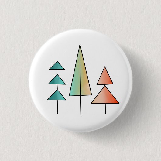 moderne Regenbogenbäume in Teal und Rosé Mitte des Button (Vorderseite)