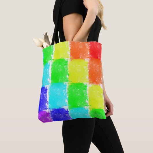 Moderne Regenbogenfarbblöcke Tasche (Von Nahem)