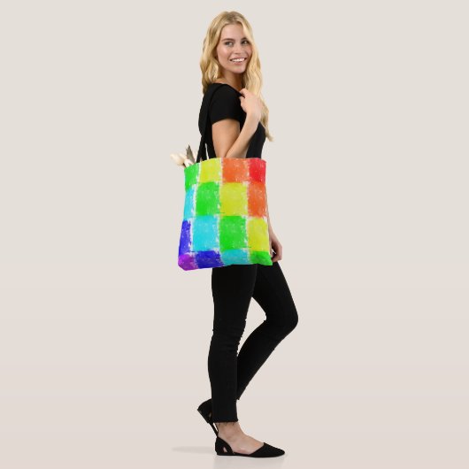 Moderne Regenbogenfarbblöcke Tasche (Am Model)