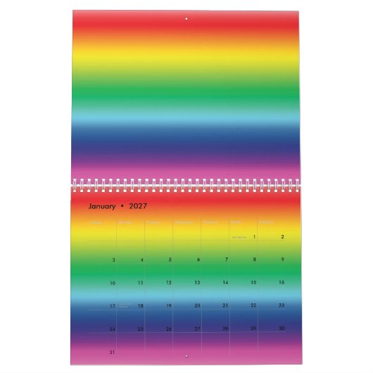 Moderne Regenbogenfarben Gay Pride LGbt Kalender (Jan 2027)