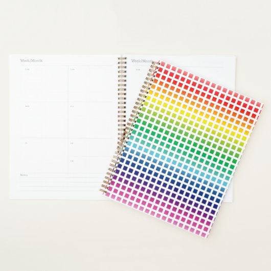 Moderne Regenbogenfarben kariertes Rastermuster Planer (Anzeige)