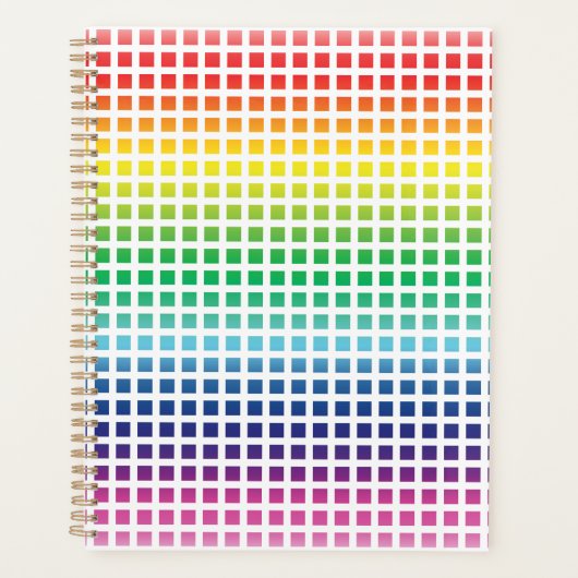 Moderne Regenbogenfarben kariertes Rastermuster Planer (Vorderseite)