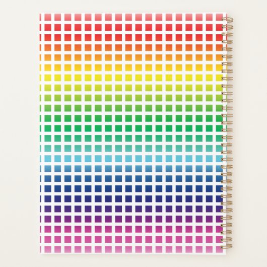 Moderne Regenbogenfarben kariertes Rastermuster Planer (Rückseite)