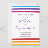 Moderne Regenbogenfarben Save the Date Karte (Vorderseite)