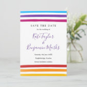 Moderne Regenbogenfarben Save the Date Karte (Stehend Vorderseite)