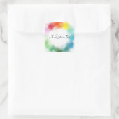 Moderne Regenbogenfarben Vorlage Handgeschriebenes Quadratischer Aufkleber (Tasche)