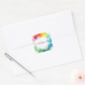 Moderne Regenbogenfarben Vorlage Handgeschriebenes Quadratischer Aufkleber (Umschlag)