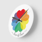 Moderne Regenbogenhöre Liebe ist Liebe Runde Wanduhr (Winkel)