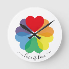 Moderne Regenbogenhöre Liebe ist Liebe Runde Wanduhr