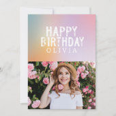 Moderne Regenbogenpastellfarben mit elegantem Foto Einladung (Vorderseite)