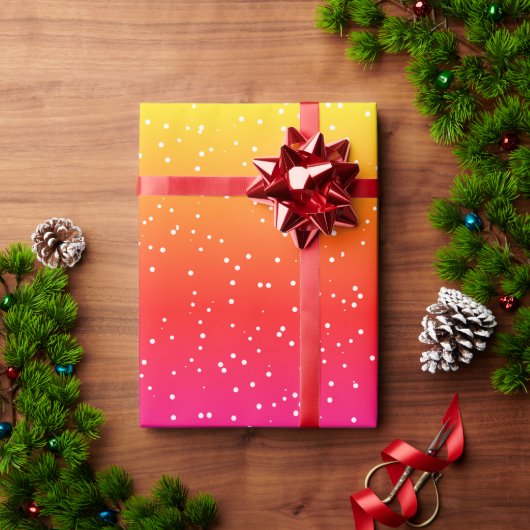 Moderne Regenbogenschneemuster, weiße Punkte Geschenkpapier (Feiertagsgeschenk)