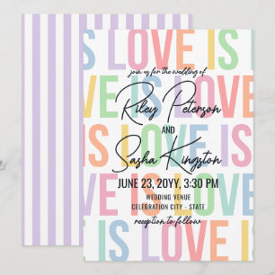 Moderne Regenbogenschrift LGBTQA-Hochzeit Einladung