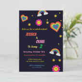 Moderne Regenbogenschweine Geburtstagsfeier Einladung (Stehend Vorderseite)