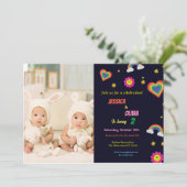 Moderne Regenbogenschweine Geburtstagsfeier Einladung (Stehend Vorderseite)