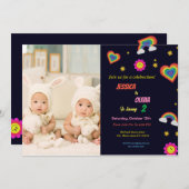 Moderne Regenbogenschweine Geburtstagsfeier Einladung (Vorne/Hinten)