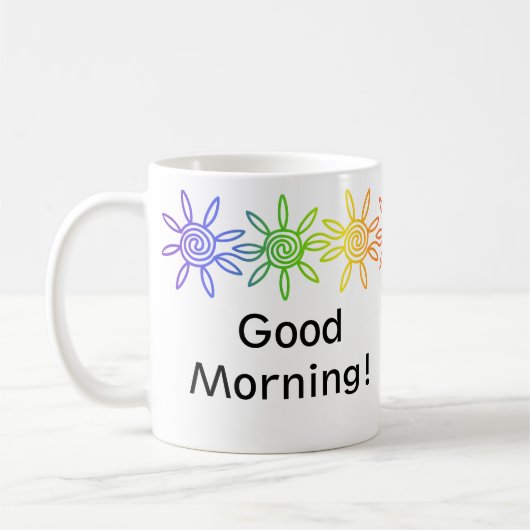 Moderne Regenbogensonne personalisierte Umarmung Kaffeetasse (Links)
