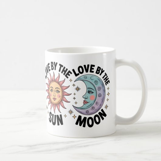 Moderne RegenbogenSonne und Mond Kaffeetasse (Rechts)