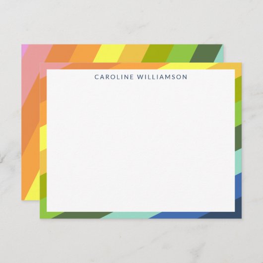 Moderne Regenbogenstreifen Geometrische Personalis Mitteilungskarte (Vorne/Hinten)