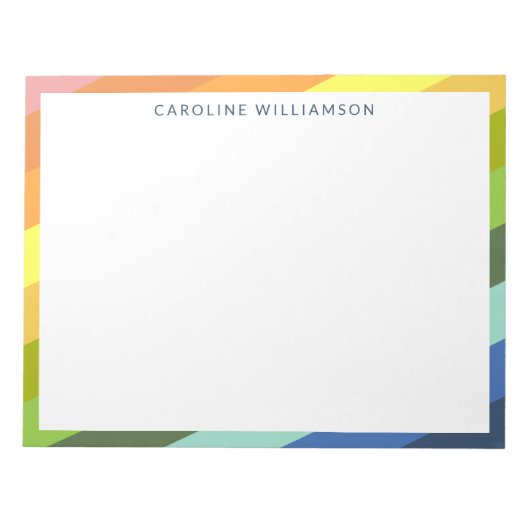 Moderne Regenbogenstreifen Geometrische Personalis Notizblock (Vorderseite)