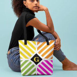Moderne Regenbogenstreifen-Initiale Tasche