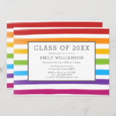Moderne Regenbogenstreifen Wasserfarben-Graduierun Einladung (Vorne/Hinten)