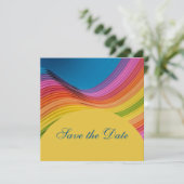 Moderne Regenbogenwelle Save the Date (Stehend Vorderseite)
