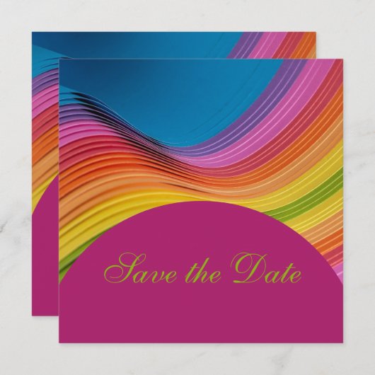 Moderne Regenbogenwelle Save the Date (Vorne/Hinten)