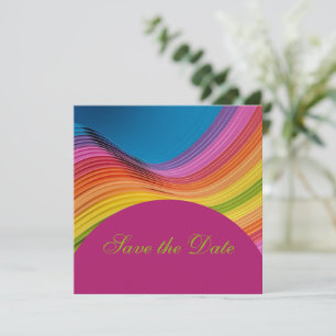 Moderne Regenbogenwelle Save the Date