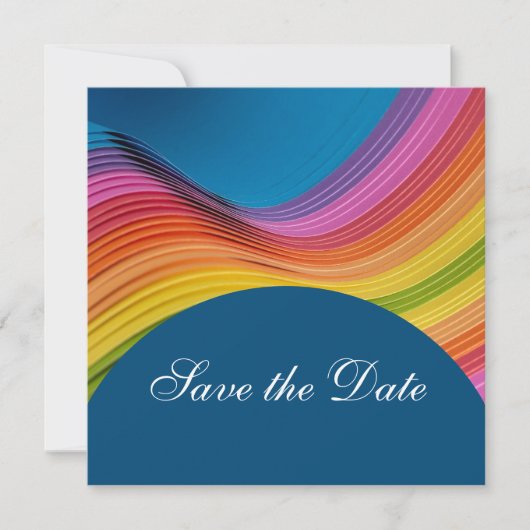 Moderne Regenbogenwelle Save the Date (Vorderseite)
