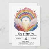 Moderne Regenbogenwolken zum Geburtstag Einladung (Vorne/Hinten)