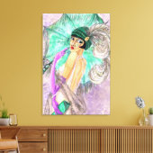 Moderne Regenschirmweibchen Leinwand Prin Vintage  (Insitu (Wohnzimmer))