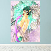 Moderne Regenschirmweibchen Leinwand Prin Vintage  (Insitu (Holzboden))