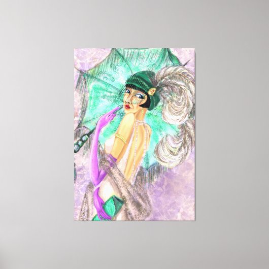 Moderne Regenschirmweibchen Leinwand Prin Vintage  (Vorderseite)