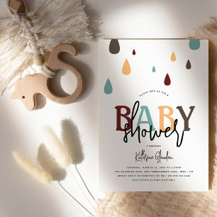 Moderne Regentropfen geschlechtsneutrale Babyparty Einladung