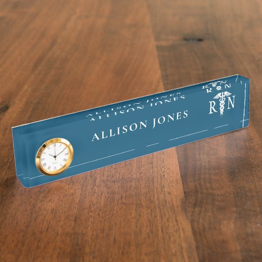 Moderne registrierte Krankenschwester RN Caduceus Namensplakette (Seite)