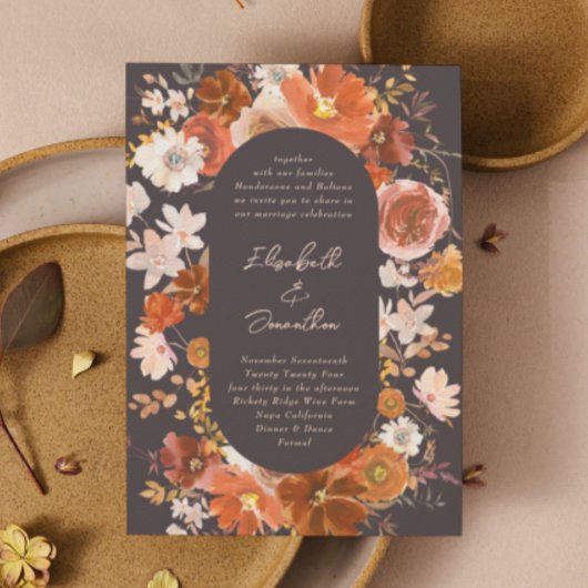 Moderne, reiche Kupfer florale botanische Wasserfa Einladung