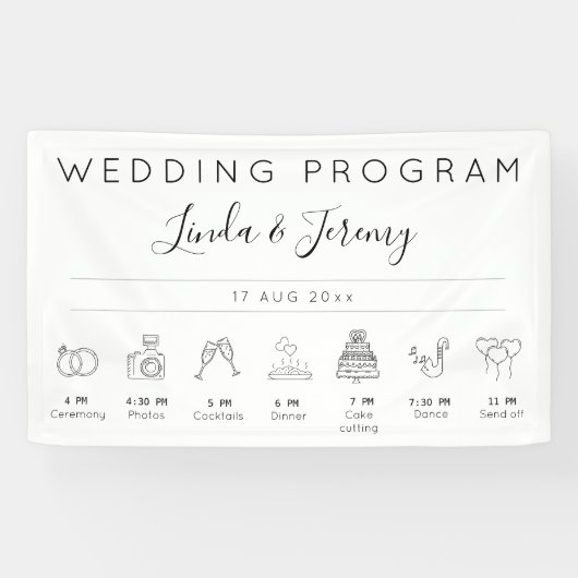 Moderne Reihenfolge von Veranstaltungen Hochzeitvo Banner (Horizontal)