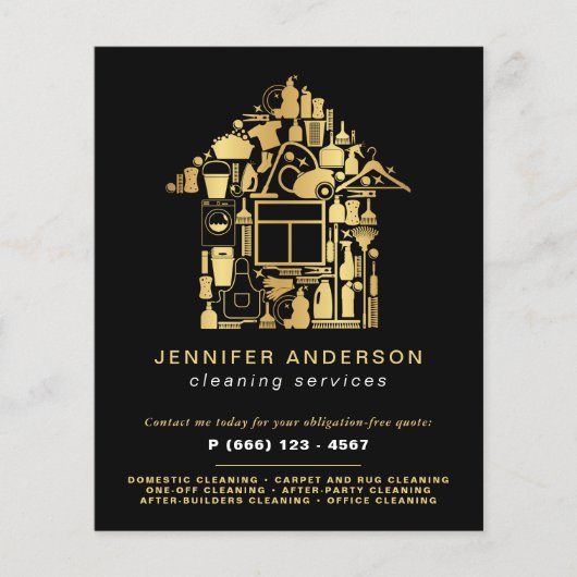 Moderne Reinigung von Gold und Schwarz Flyer (Vorne)